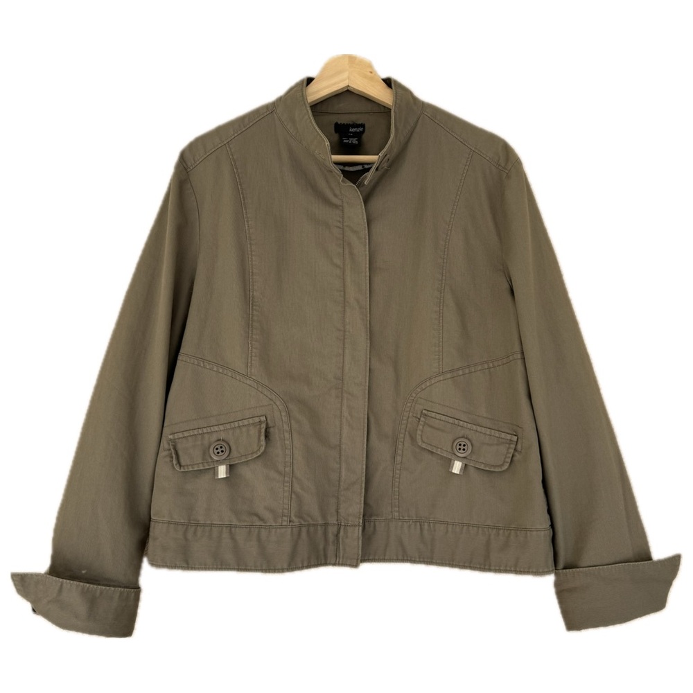 Kenzie cotton, lightweight, zip up jacket in sage | Sz 14